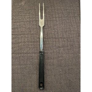 Vintage EKCO Meat Carving Fork 2 Tine Stainless Steel Black Composite Handle MCM